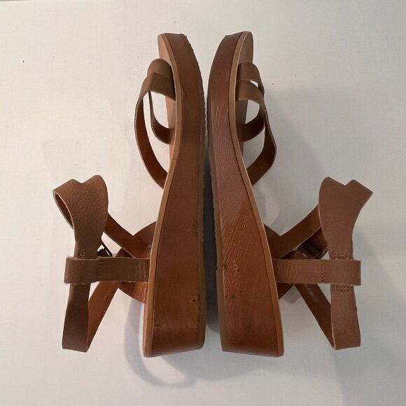 LUCKY BRAND Brown Leather "Hecilia" Ankle Strap Wedge Sandals Women's Size 8.5M - Picture 9 of 12